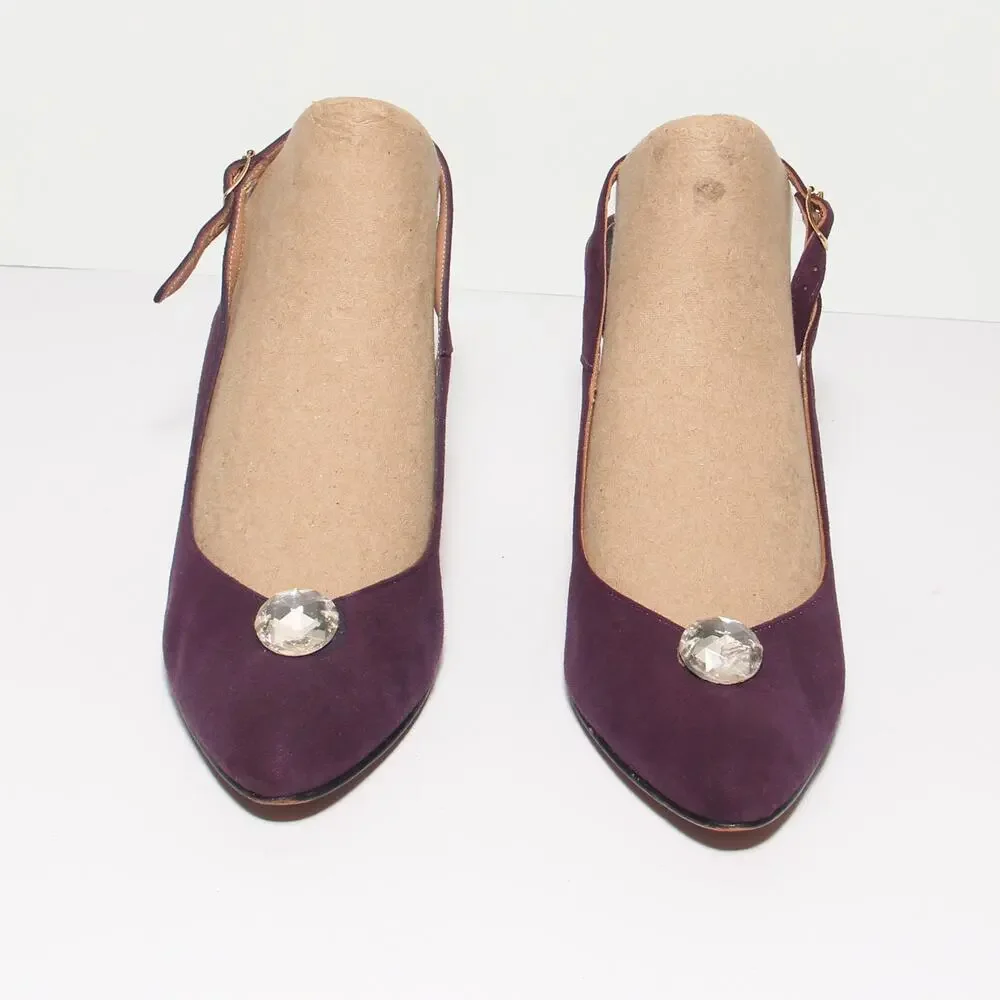 Vintage Doris Jene Purple Suede Slingback Pumps Heels Size 6.5M - Picture 3 of 8